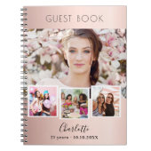 Guest book birthday rose gold photo collage notizblock (Vorderseite)