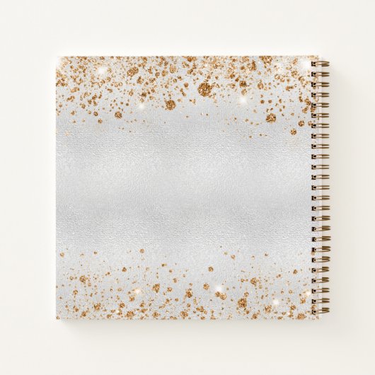 Guest book birthday silver gold glitter monogram notizblock (Rückseite)