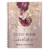 Guest Book Brautparty Rose Marsala Rose Tropfen Notizblock (Vorderseite)