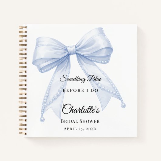 Guest book Bridal Shower bow something blue Notizblock (Vorderseite)
