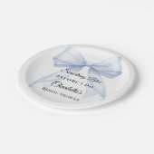 Guest book Bridal Shower bow something blue Pappteller (Schrägansicht)