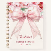 Guest book Bridal Shower pink bow florals pearls Notizblock (Vorderseite)