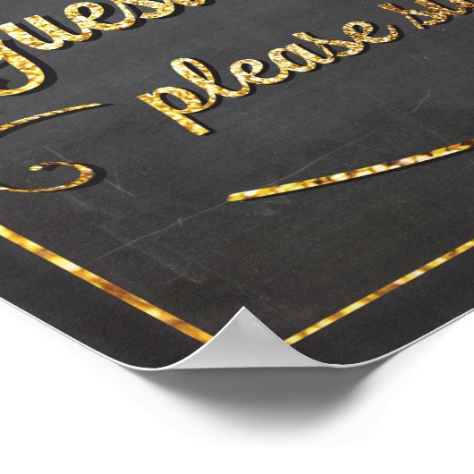 Guest Book Chalkboard und Gold Glitzer Sign Poster (Ecke)