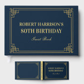 Guest Book Chic Navy Gold 80th Birthday Gästebuch