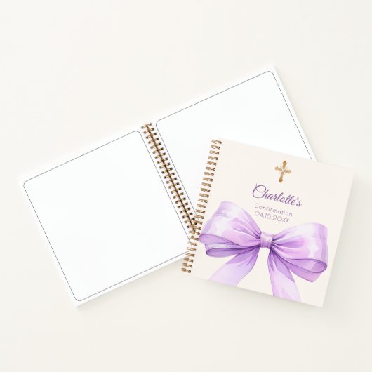 Guest book Confirmation lavender bow cream Notizblock (Innenseite)