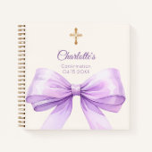 Guest book Confirmation lavender bow cream Notizblock (Vorderseite)