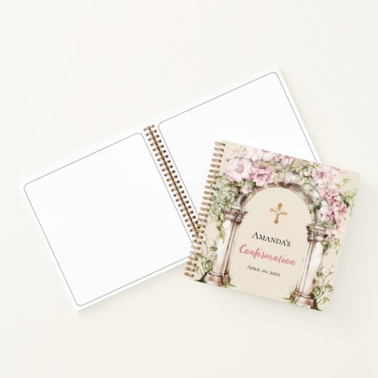 Guest book Confirmation pink florals arch Notizblock (Innenseite)