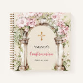 Guest book Confirmation pink florals arch Notizblock (Vorderseite)