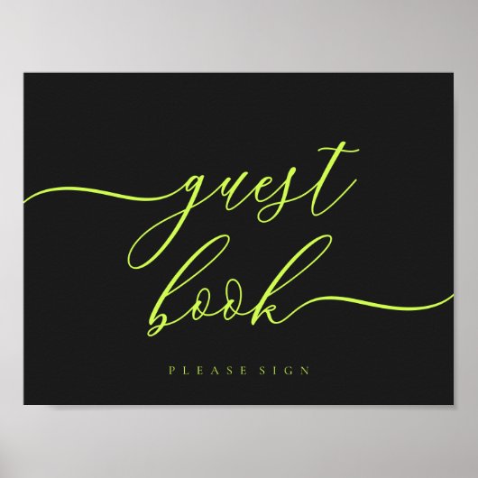 Guest Book Cyber Lime Jet Black Simple Signature Poster (Vorne)