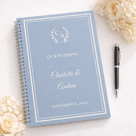 Guest Book dusty blue ivory monogrammed wedding Notizblock