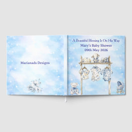 Guest Book-Editable Blue Chinoiserie Baby Shower  Gästebuch