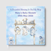 Guest Book-Editable Blue Chinoiserie Baby Shower  Gästebuch (Vorderseite)