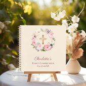 Guest book First Communion ivory blush pink floral Notizblock