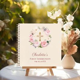 Guest book First Communion ivory blush pink floral Notizblock