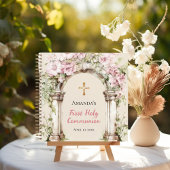 Guest book First Communion pink florals arch Notizblock