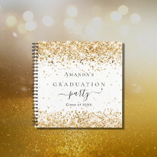 Guest book graduation party white gold glitter notizblock