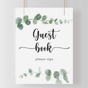 Guest Book Green Delight Eucalyptus Sign Poster