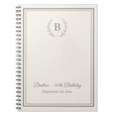 Guest Book ivory taupe Monogram Birthday budget Notizblock (Vorderseite)