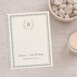 Guest Book ivory taupe Monogram Birthday Notizblock