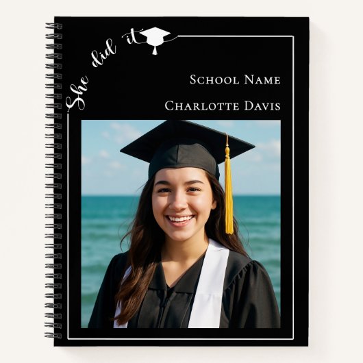 Guest book modern photo black Graduation Party Notizblock (Vorderseite)
