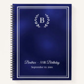 Guest Book navy blue Monogram wreath Birthday Notizblock (Vorderseite)
