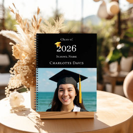 Guest Book Photo Modern Black Graduation Party Notizblock