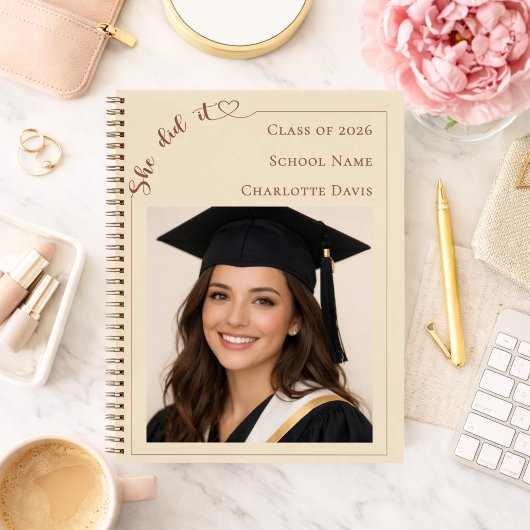 Guest book photo She Did it champagne Graduation Notizblock