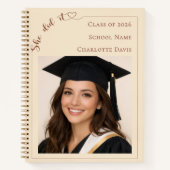Guest book photo She Did it champagne Graduation Notizblock (Vorderseite)