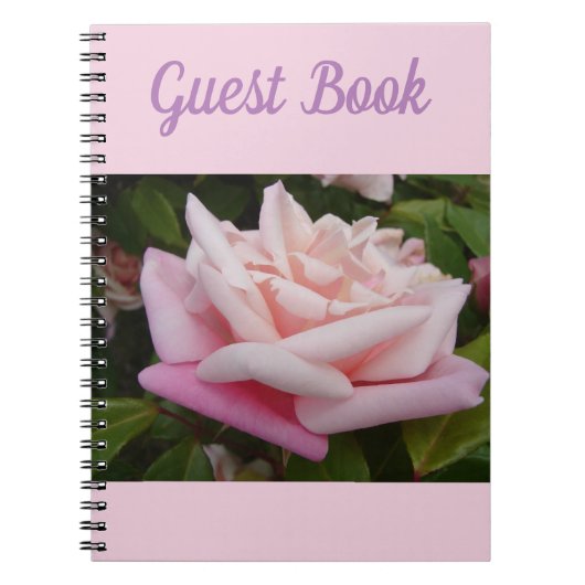 Guest Book Rose Beautiful Pink Rose Flower Retro Notizblock (Vorderseite)