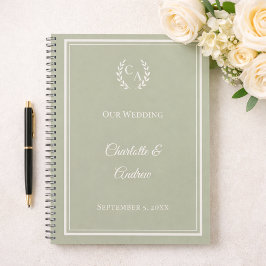 Guest Book sage green monogrammed wedding Notizblock