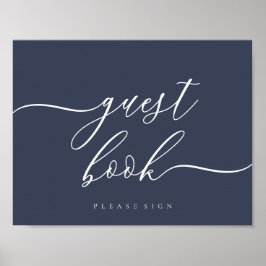Guest Book Sign simple Navy Poster