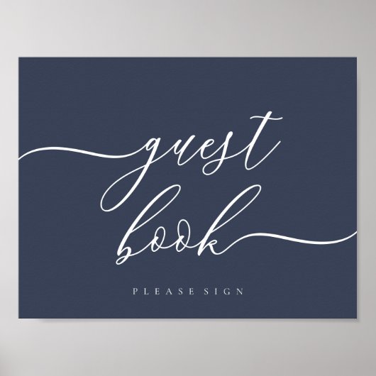 Guest Book Sign simple Navy Poster (Vorne)