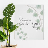 Guest Book Sign with Eucalyptus Leaves Poster