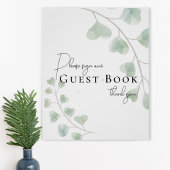 Guest Book Sign with Eucalyptus Leaves Poster