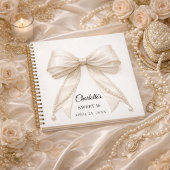 Guest book Sweet 16 bow ivory white pearls Notizblock