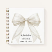 Guest book Sweet 16 bow ivory white pearls Notizblock (Vorderseite)