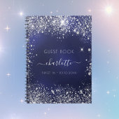 Guest book Sweet 16 navy blue silver glitter Notizblock