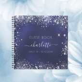 Guest book Sweet 16 navy blue silver glitter Notizblock