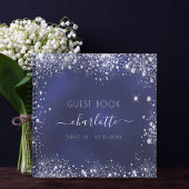 Guest book Sweet 16 navy blue silver glitter Notizblock