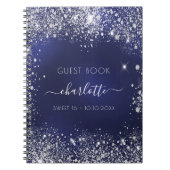 Guest book Sweet 16 navy blue silver glitter Notizblock (Vorderseite)