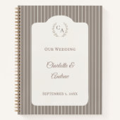 Guest book wedding Ivory taupe pinstriped modern Notizblock (Vorderseite)