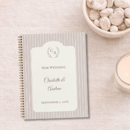 Guest book wedding Ivory taupe pinstriped modern Notizblock