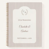 Guest book wedding Ivory taupe pinstriped modern Notizblock (Vorderseite)