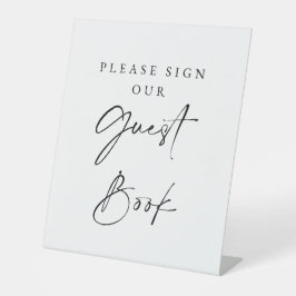 Guest Book Wedding Sign Minimalist Elegant Script  Sockelschild