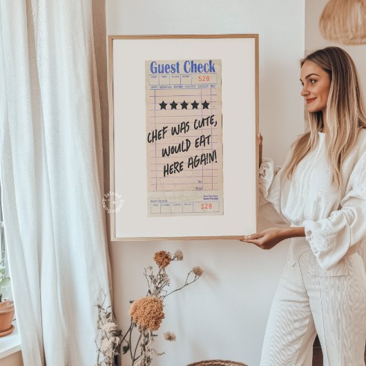 Guest Check Chef Was Cute Personalized  Poster