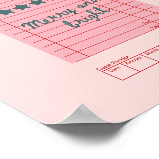 Guest Check Christmas Merry and Bright Holiday Art Poster (Ecke)