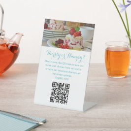 Guest contactless QR code menu photo aqua beach Sockelschild