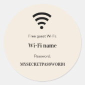 Guest customer wifi network password beige runder aufkleber (Vorderseite)