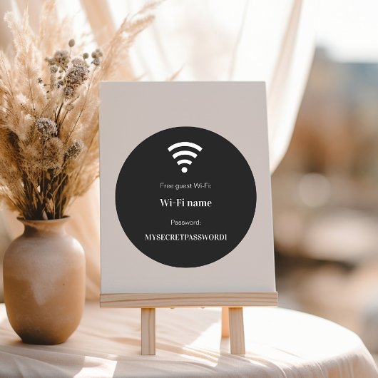 Guest customer wifi network password black runder aufkleber