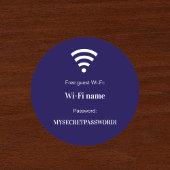 Guest customer wifi network password blue runder aufkleber